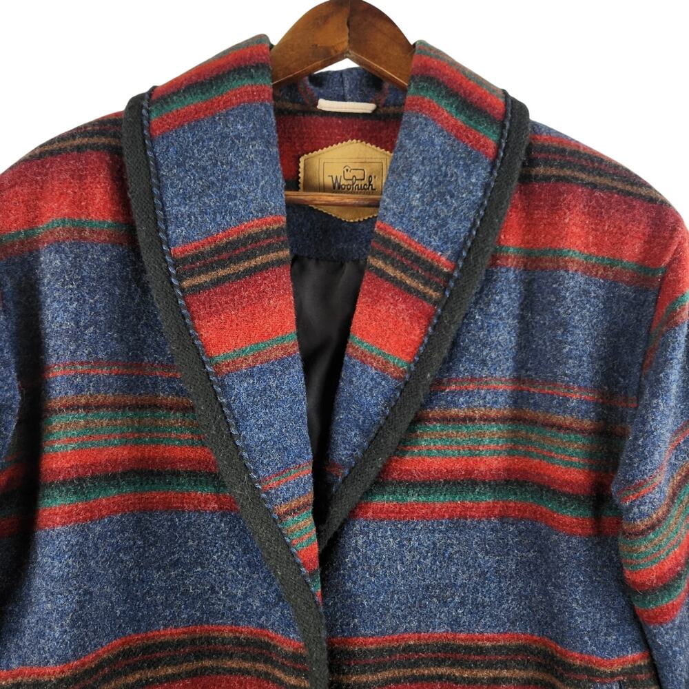 VTG 80’s Woolrich WMNS Blanket Jacket Wool Stripped Aztec Red Western SZ M EUC - Picture 4 of 16